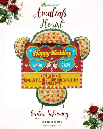Karangan Papan Bunga Pernikahan di Marga